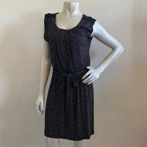 ❤️ Ann Taylor LOFT Womens Dress Sz XSmall Black Beige Chevron Stripes Sleeveless